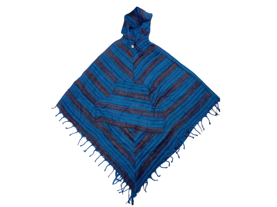 Blue Stripe Woollen Poncho