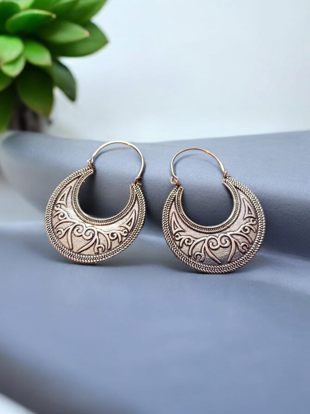 Bohotusk Silver Celestial Half Moon Sun Drop Earrings