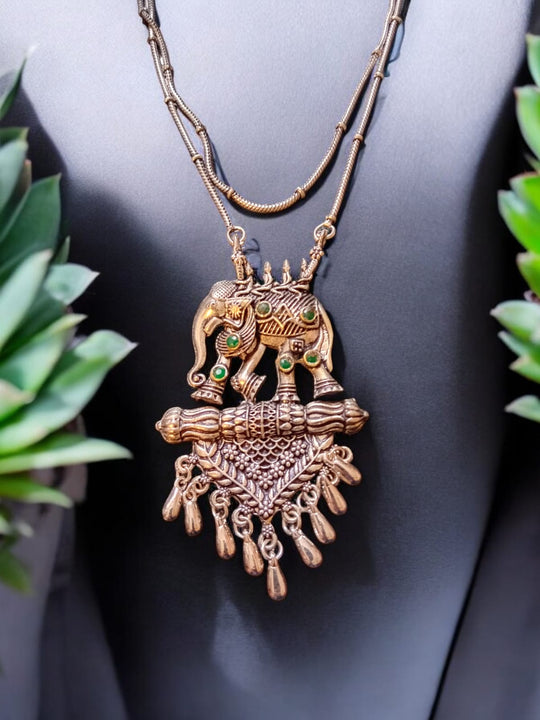 Bohotusk Elephant Tusker Pendant Necklace - Extra Long Chain