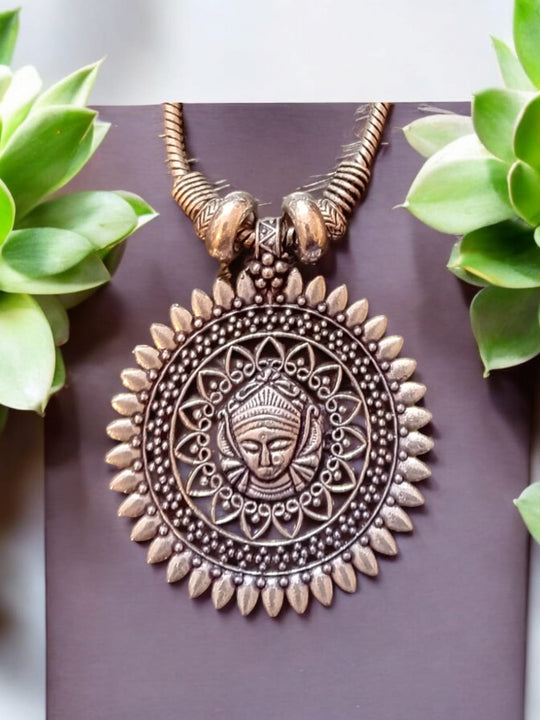 Bohotusk Shiva Round Shield Pendant Necklace