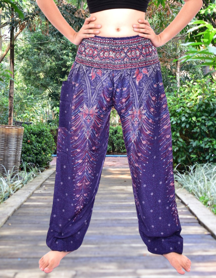 Bohotusk Purple Peacock Petite Fit Harem Pants (UK Size 4)