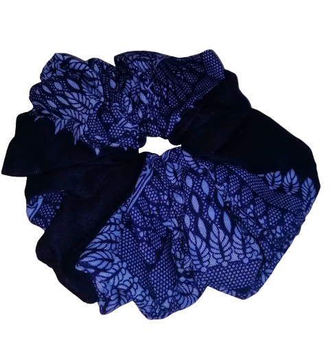 Blue Fern Hair Scrunchie Ties