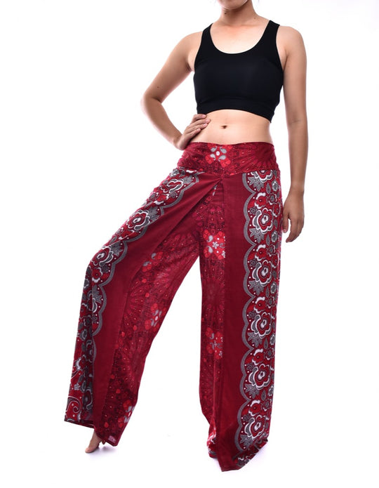 Bohotusk Red Ink Splash Womens Palazzo Pants S/M (UK 8 - 12)