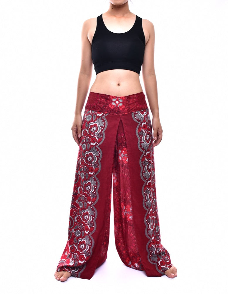 Bohotusk Red Ink Splash Womens Palazzo Pants S/M (UK 8 - 12)