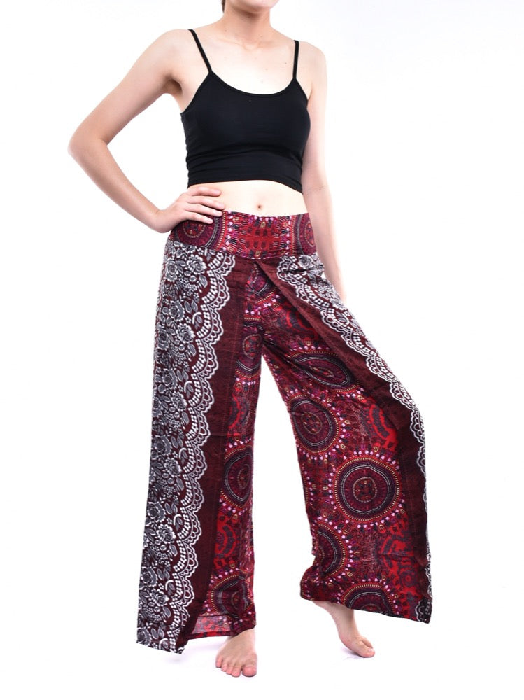 Bohotusk Red Sun Beam Womens Palazzo Pants S/M (UK 8 - 12)