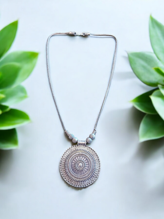 Bohotusk Shield Pendant Necklace with decorative ball design