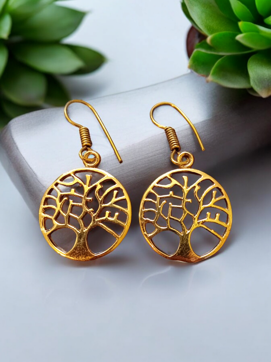 Bohotusk Brass Tree of Life Earrings