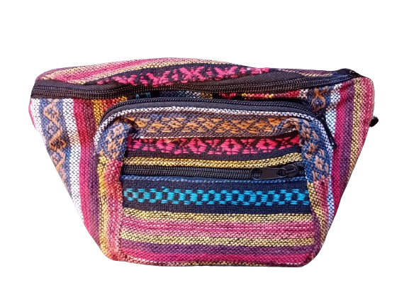 Bohotusk Royal Multi Stripe Print Cotton Bum Bag Fanny Pack Waist Travel Bag