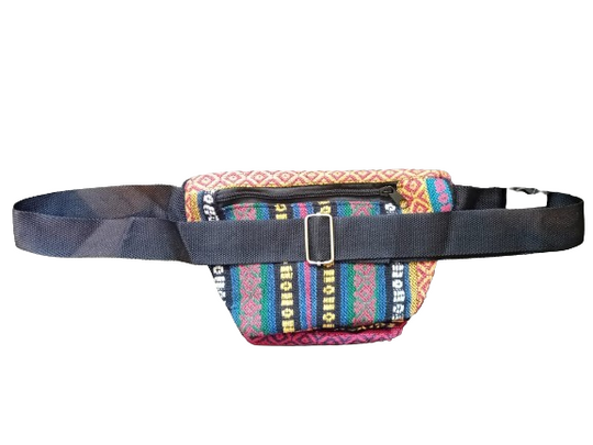 Bohotusk Royal Multi Stripe Print Cotton Bum Bag Fanny Pack Waist Travel Bag