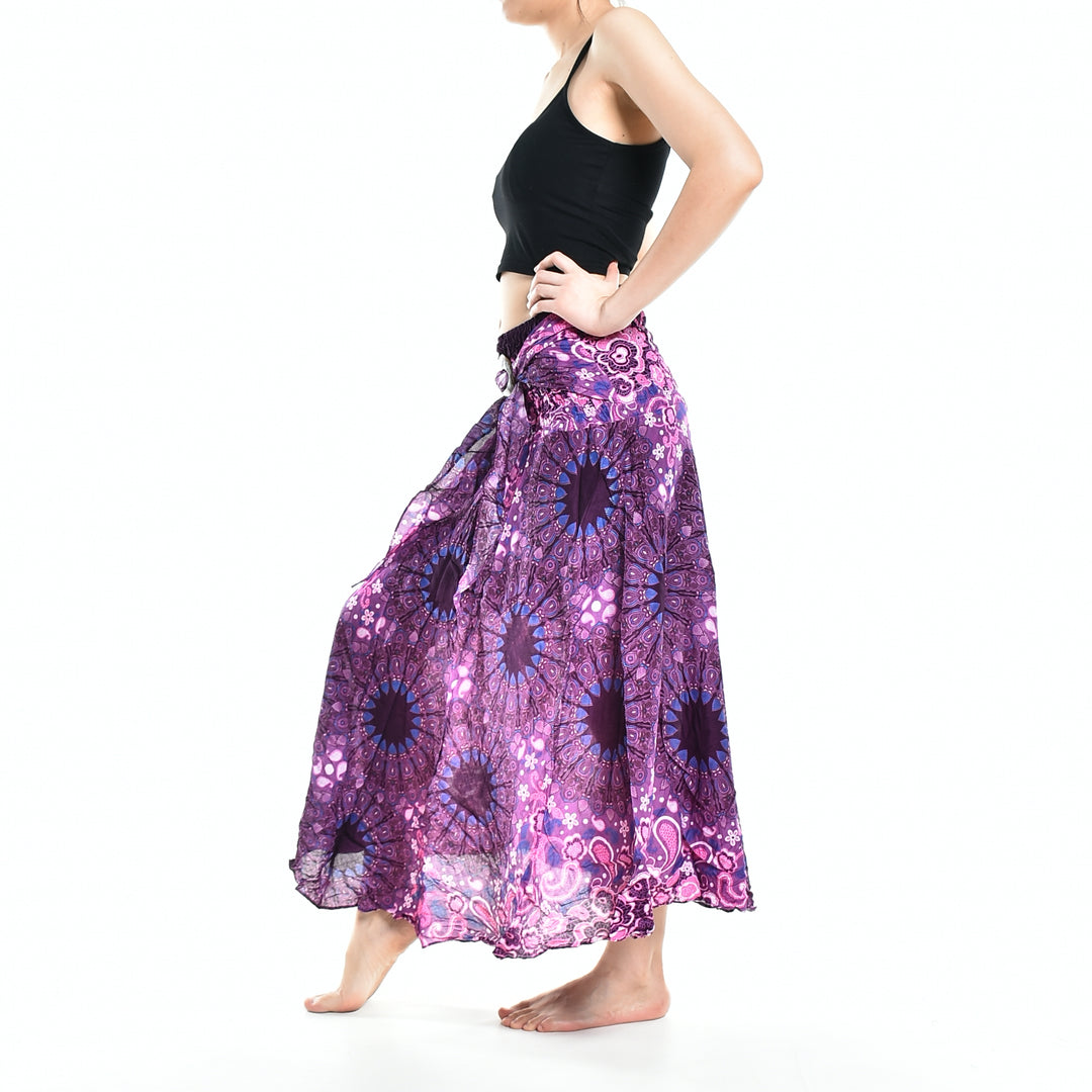 Bohotusk Purple Ink Splash Long Skirt With Coconut Buckle (& Strapless Dress) S/M to 3XL