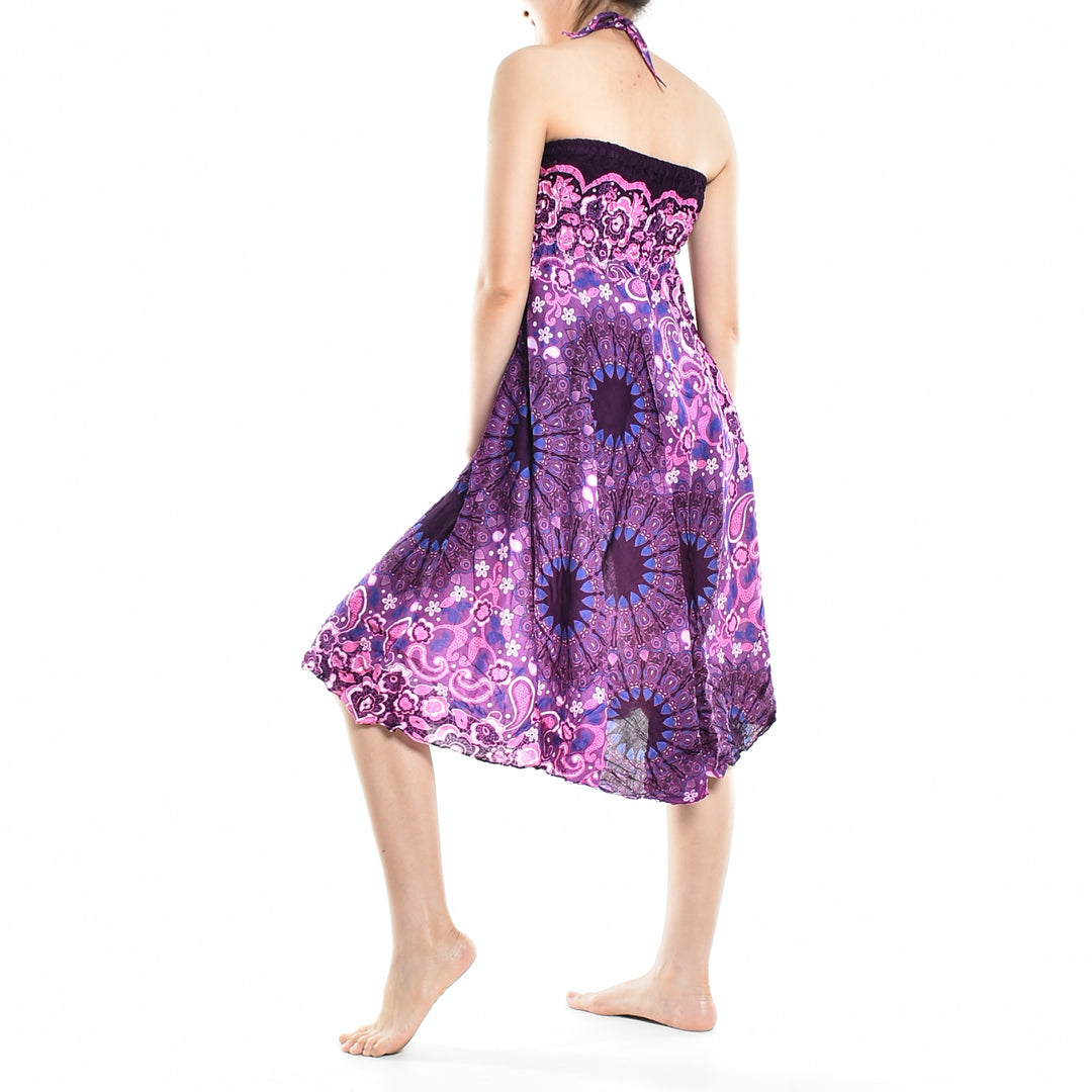 Bohotusk Purple Ink Splash Long Skirt With Coconut Buckle (& Strapless Dress) S/M to 3XL