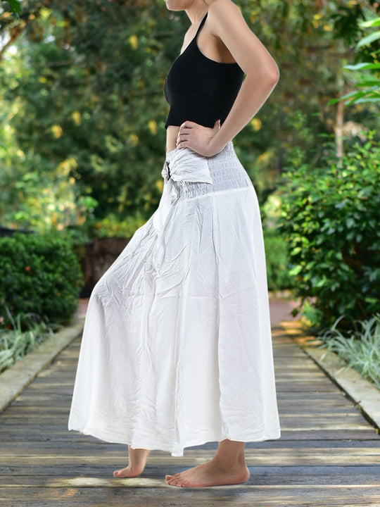 Bohotusk Plain White Long Skirt With Coconut Buckle (& Strapless Dress) S/M to 3XL