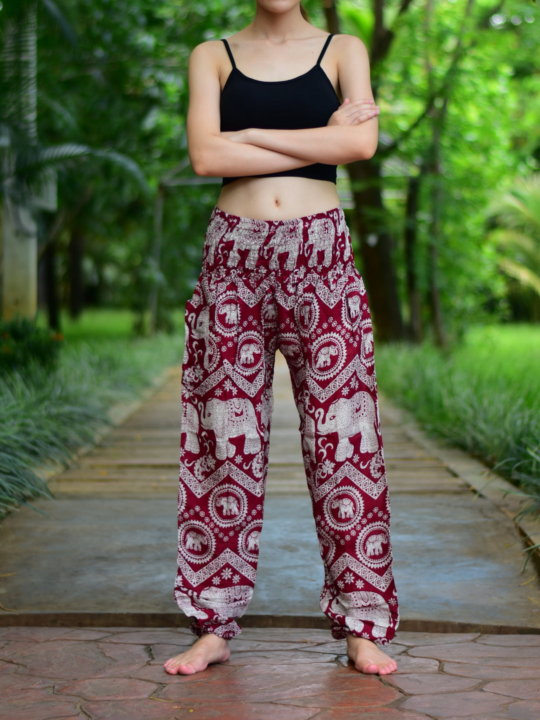 Bohotusk Red Elephant Print Petite Fit Harem Pants (UK Size 4)