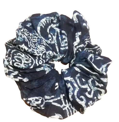 Black Amboseli Elephant Print Hair Scrunchie Ties