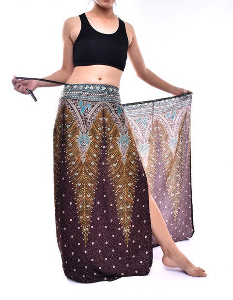 Bohotusk Olive Peacock Print Sarong Super Soft 150cm x 110cm