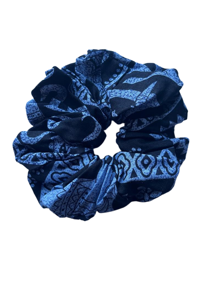 Navy Blue Elephant Tusker Hair Scrunchie Ties