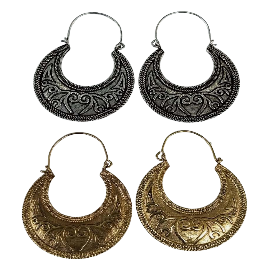 Bohotusk Celestial Half Moon Sun Drop Earrings Brass or GS Oxidised Silver